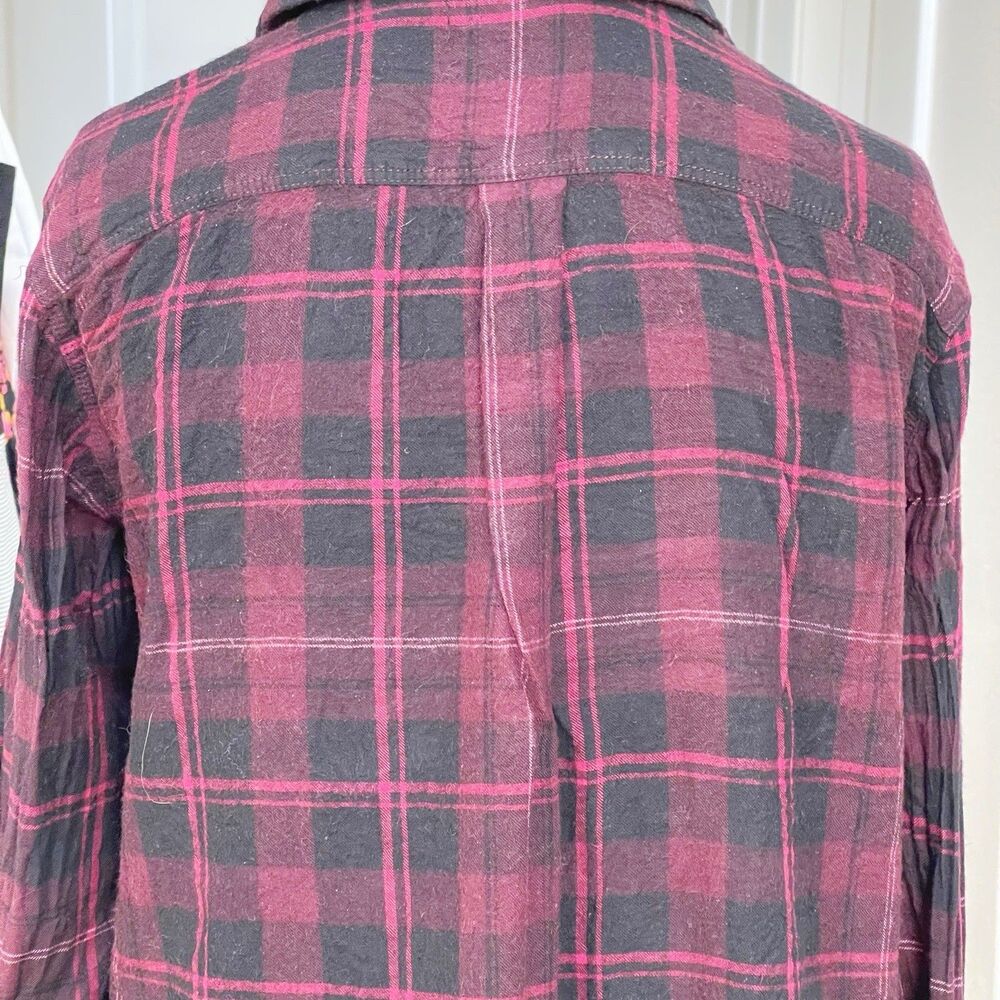 L.o.g.g. H&M Womens Button down Shirt Sz 8 Plaid Preppy Grunge Y2k 2000's Hiking - Picture 6 of 16